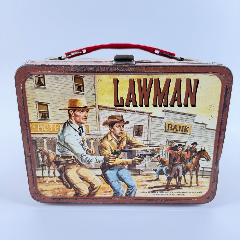 Vintage 1961 Lawman Metal Lunch Box – John Russell & Peter Brown – No Thermos